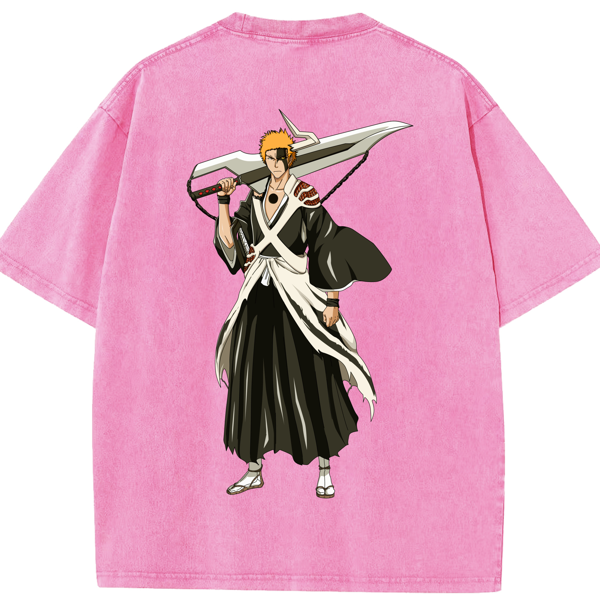 （画像用） ブリーチ 黒崎一護（くろさき いちご）BLEACH Kurosaki Ichigo 綿100% ヴィンテージ風 半袖Tシャツ（背面プリント）